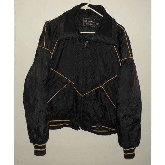 Yamaha Other - Vtg Yamaha Maxim Wear Men’s XL Zipper Bomber Jacket Black Yellow Trim Insulated